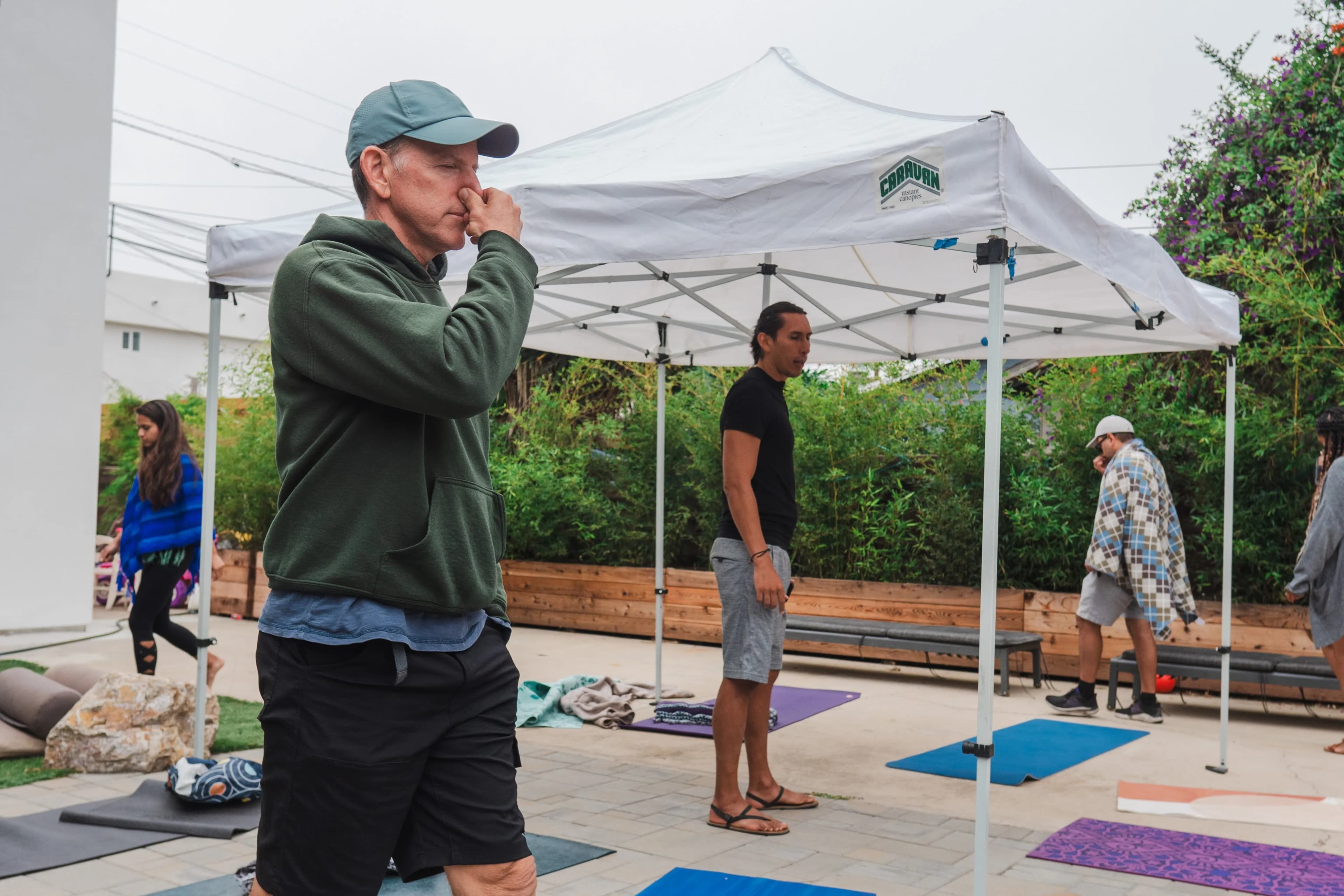 Runner practicing controlled nasal breathing at sunset